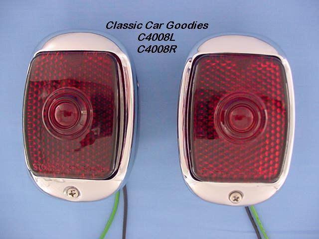 1937-1938 chevy black tail lights (2) with glass lenses