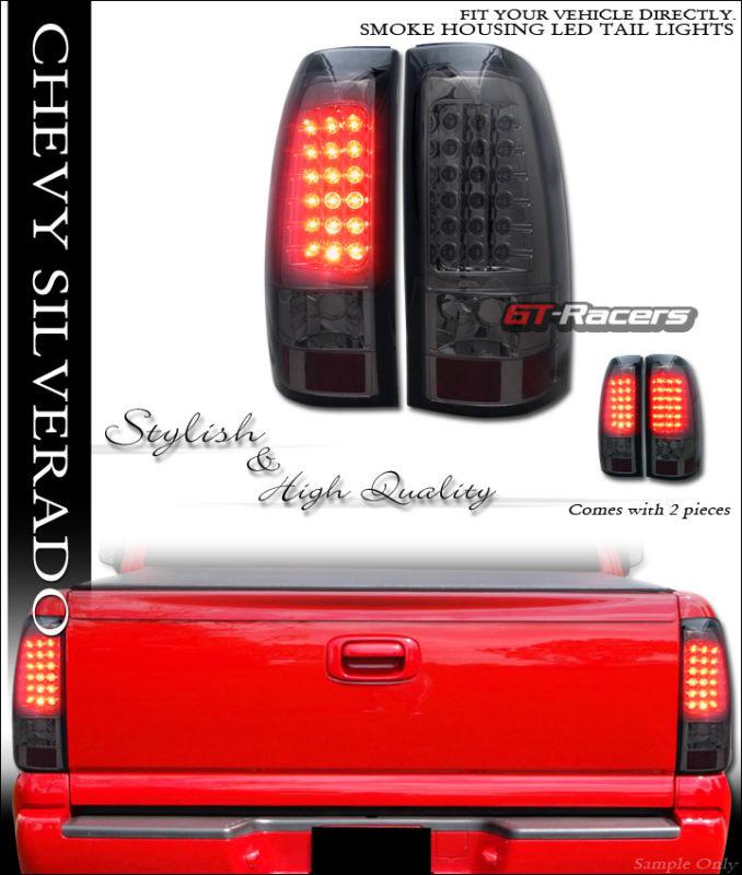 Smoke lens full led tail light rear lamp pair jy 2003-2006 chevy silverado truck