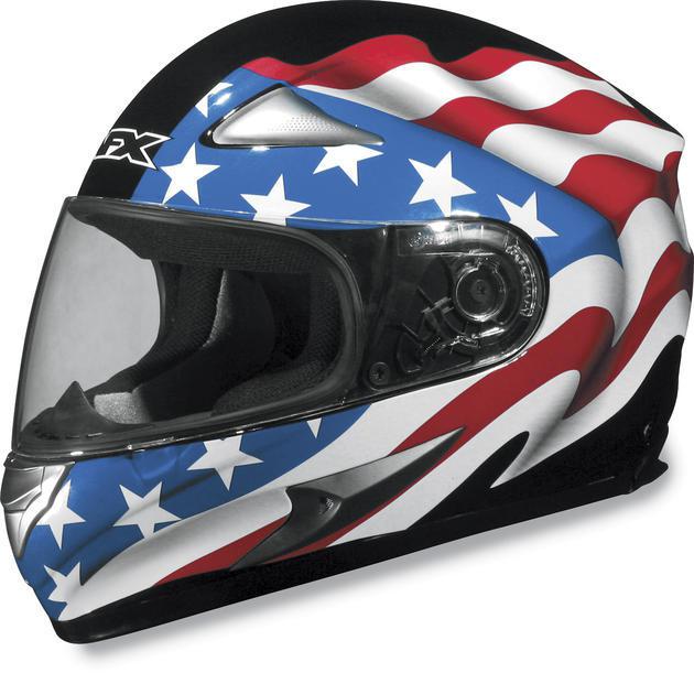 Afx fx-90 flag motorcycle helmet black xs/x-small