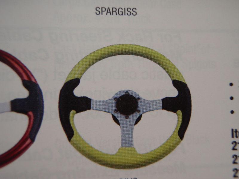 Boat steering wheel spargi yellow inserts spargiys aluminum silver spokes new