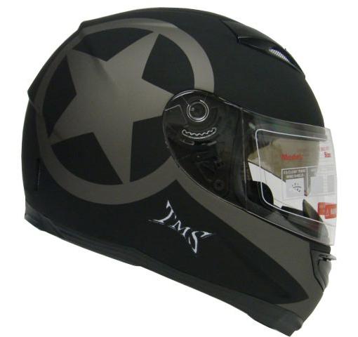 S ~star matte black dual visor full face motorcycle helmet w/ smoke sun shield