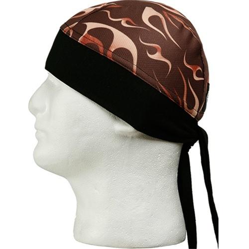  bndna003-65 schampa stretch z-wrap brown hot flames do rag/skull cap