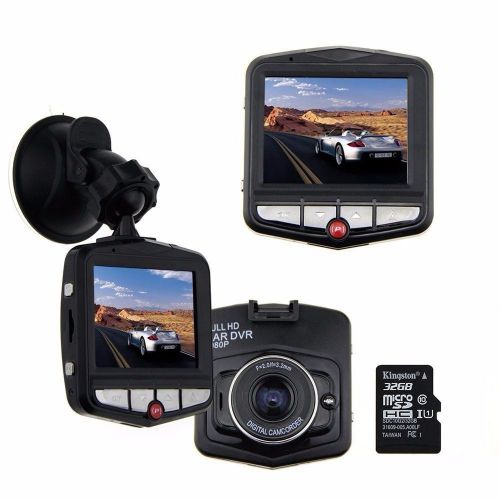 Car dash camera dvr cam full hd 1080p + 32gb sd card and night vision recorder