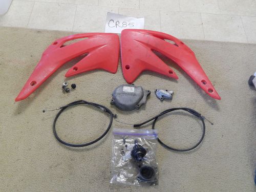 Honda cr85 parts lot shrouds magneto cover cables kick start gears oem