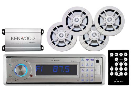Kenwood 6.5&#034; speakers, kenwood amplifier, marine lanzar bluetooth cd usb radio