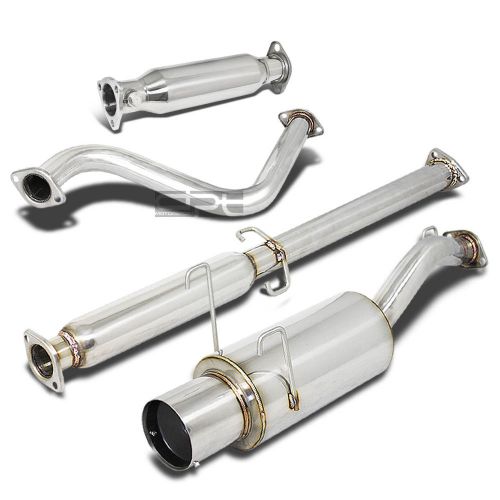 4&#034;tip stainless steel catback+silencer+piping exhaust for 93-97 honda del sol eh