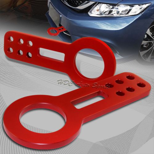Jdm red front anodized billet aluminum racing towing hook tow kit universal 1