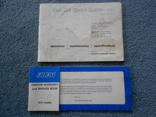 Vintage 1975 fiat 124 spider 1800 owner’s manual &amp; warranty service book orig oe