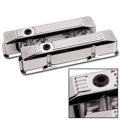 Billet specialties valve covers tall aluminum polished ribbed chevy sb pair