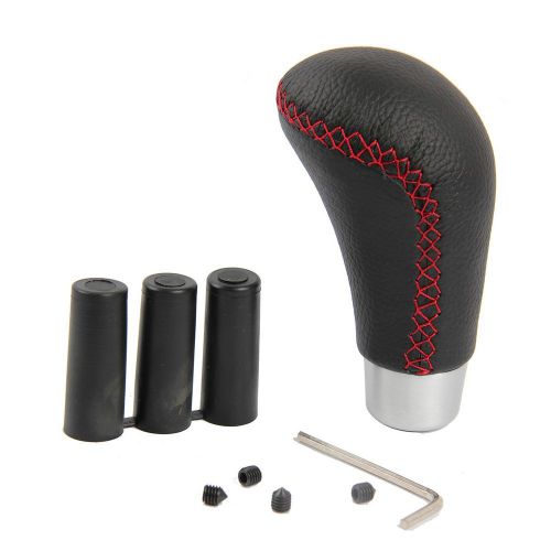 1pcs leather red stitched manual car gear shift lever knob for toyota
