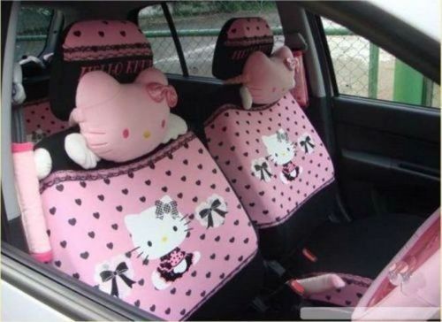 New12 pcs hello kitty universal car seat covers front rear cover accessory set