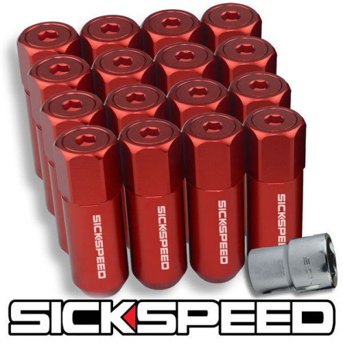 16 red aluminum extended tuner 60mm locking lug nuts for wheels/rims 1/2x20 l30