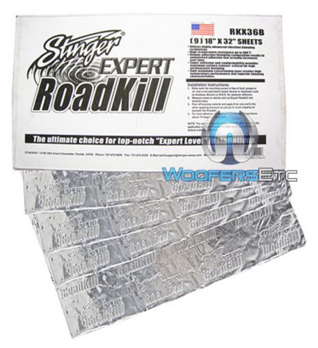 Rkx36b stinger expert roadkill dampening sheet mats 9 pcs 18” x 32” = 36 sq. ft