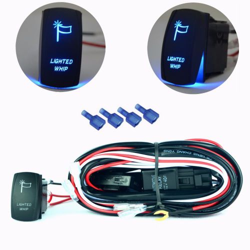 Wiring harness relay fuse laser rocker switch blue led light whip on off truck