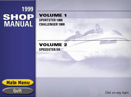 Seadoo 1999 speedster/sk sportster challenger 1800 shop service repair manual cd