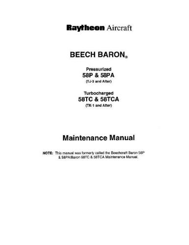 Beech baron maintenance manual b58