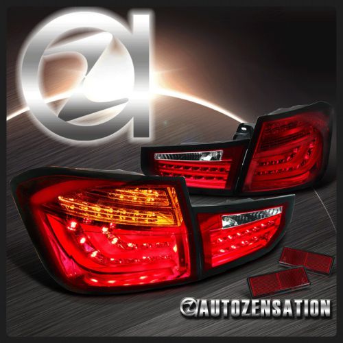 2013-2015 bmw f30 3-series 4 door red clear led rear tail brake lamps