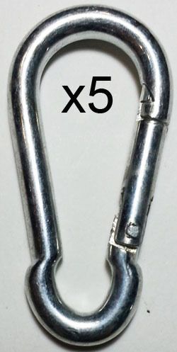 5x galvanized snap carabiner carbine hook bzp plated 5mm x50mm boat-marine-yacht