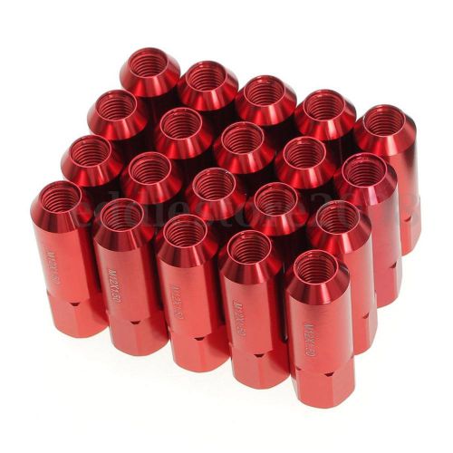20pcs m12x1.5mm red aluminum alloy extended tuner race wheels/rims lug nuts sets