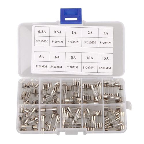 100pcs 5x20mm quick fast blow glass assorted fuse amp fast action glass 0.2-15a