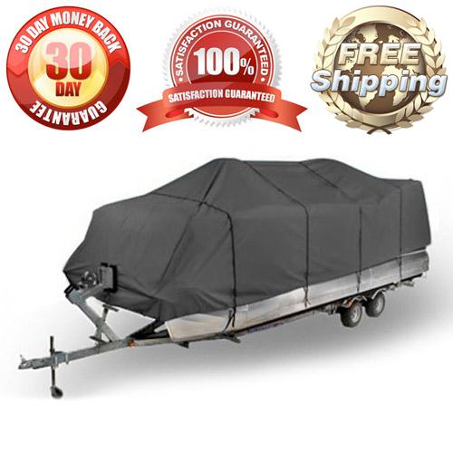 New gray heavy duty 17ft - 19ft trailerable pontoon storage cover elastic hem