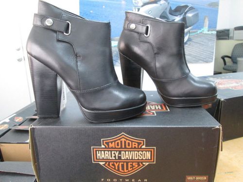 New harley davidson womens leather high heel boots shoes medium black alexi