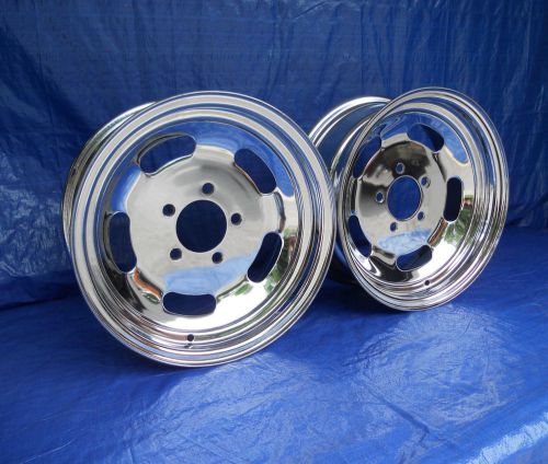 Vintage nos superior typhoon chrome slot wheels 14x6 pair hot rod gasser astro