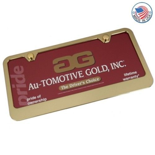 Plain gold wide-bottom metal license plate frame