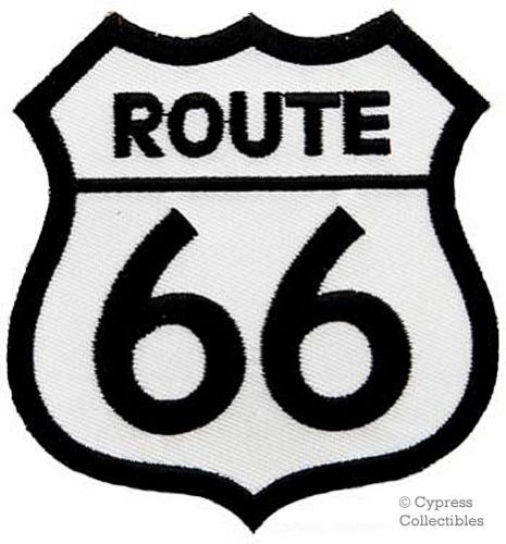 Route 66 iron-on motorcycle biker patch new road sign embroidered white historic