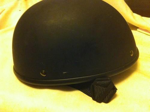 Small flat black dot motorcycle half helmet no logo small. made by voss