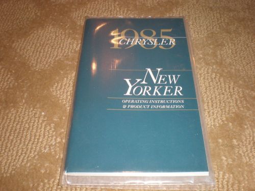 1985 chrysler new yorker operating instructions &amp; product information - booklet