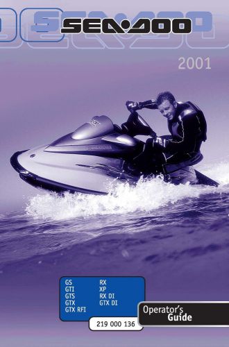 Sea-doo owners manual book 2001 gtx di &amp; rxx
