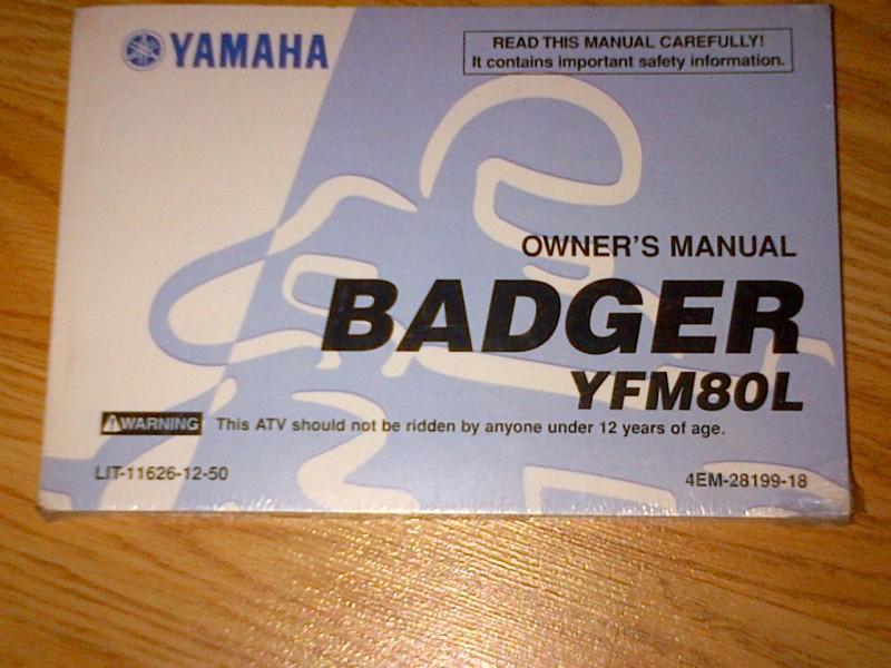 1999 yamaha factory owners manual new in wrap yfm80l badger 80