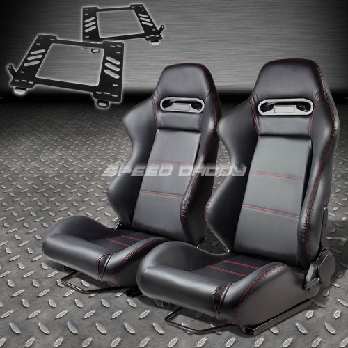 Pair type-r black pvc reclining racing seat+bracket for 98-05 miata mx-5 nb
