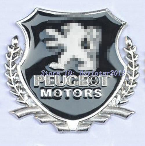 2 x silver metal car marked car emblem badge decal sticker for oriental peugeot