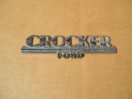 Vintage crocker ford car dealer dealership metal emblem