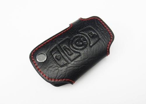 Leather remote smart key chain holder red stitch bmw e65 e66 f01 f02 f10 f11 f07