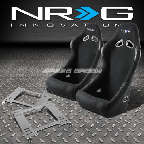 Nrg black cloth bucket racing seats+stainless steel bracket for 94-01 integra dc