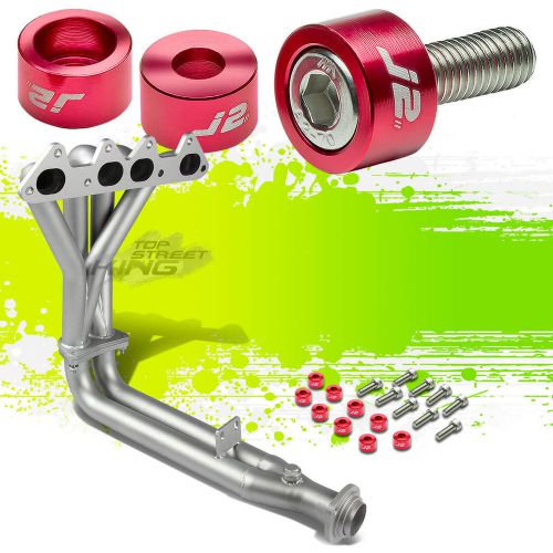 J2 for 94-97 cd f22 ceramic exhaust manifold header+red washer cup bolts