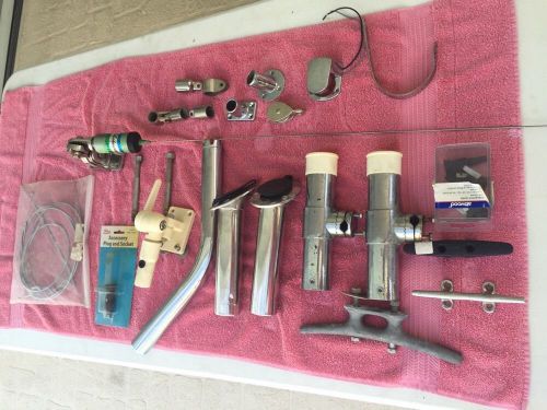 Misc chrome boat parts vhf antena pole holders etc