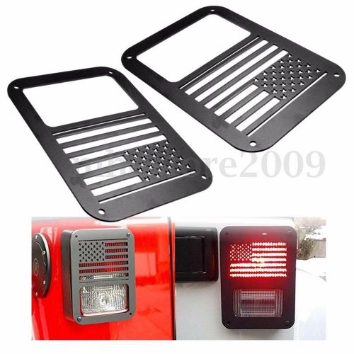 Pair rear taillight guards american u.s. flag covers for jeep wrangler 07-16 new