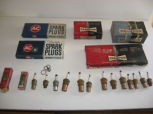 Vintage &amp; antique spark plug lot with boxes champion ac almost all new!!!