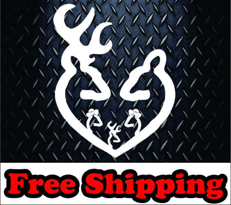 Browning heart w/ 2 doe's 1  buck* vinyl decal sticker car truck diesel family