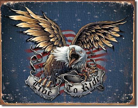 Live to ride (eagle).free shipping vintage style metal sign,garage,shop,bar,pub