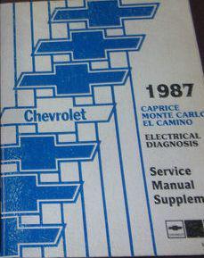 1987 chevy caprice monte carlo el camino repair service shop manual supplement
