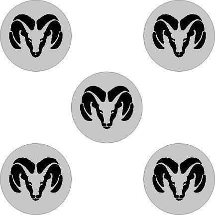 Dodge ram wheel center cap rim overlay decal stickers set of 5 decals grey black
