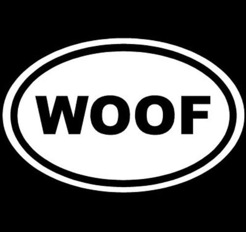 Woof dog puppy love sticker oval window decal vinyl car truck wall