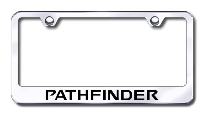 Nissan pathfinder  engraved chrome license plate frame -metal made in usa genui