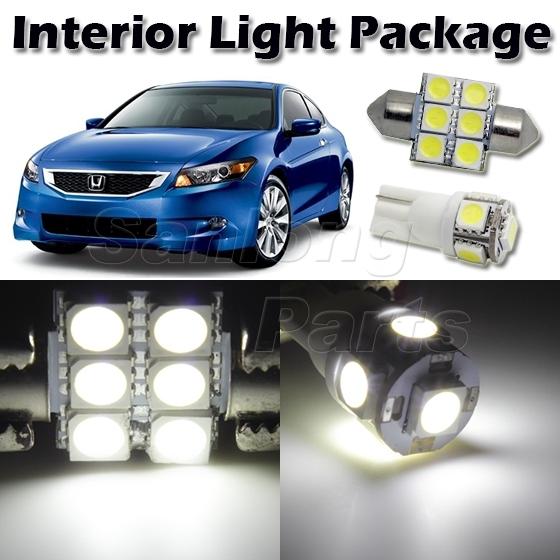 8x white interior led lights package for 2003-2012 honda accord sedan coupe