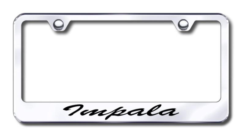 Gm impala script  engraved chrome license plate frame made in usa genuine